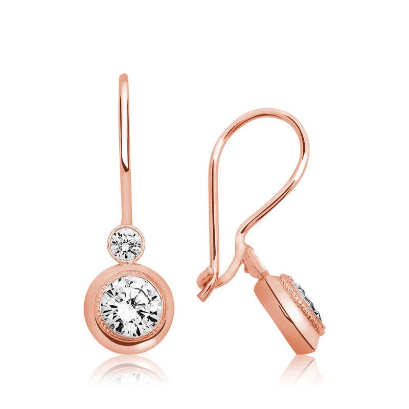 Gümüş Rose Sallantılı Tek Taş Küpe