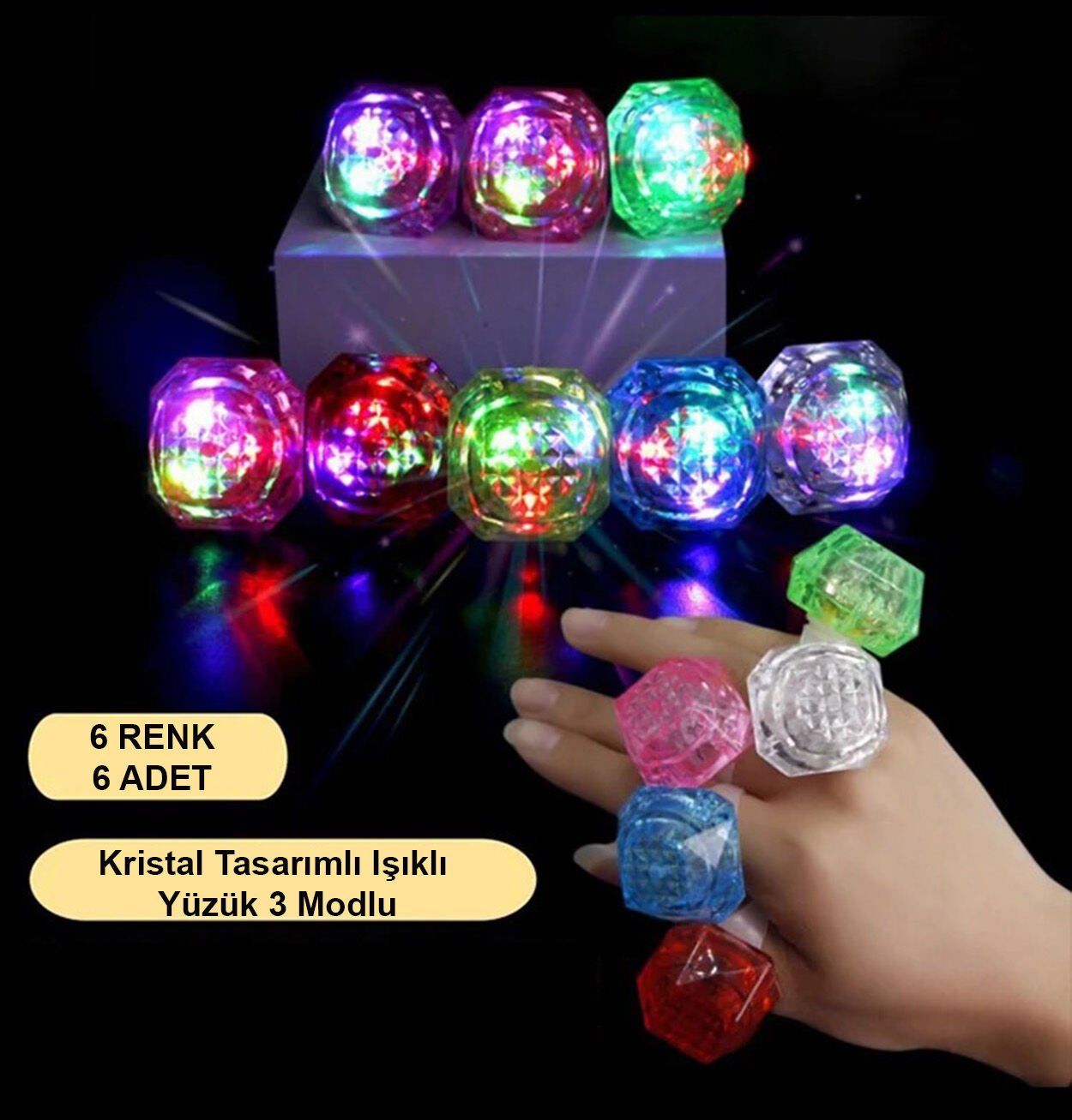 Kristal LED Parti Yüzük Seti