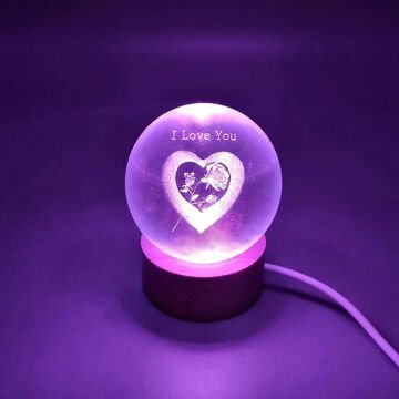 Renk Değiştiren I Love You Cam Küre Ve Kristal Anahtarlık
