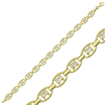 925 Ayar Gümüş Gold Oval Su Yolu Bileklik
