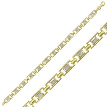 925 Ayar Gümüş Gold Baget Su Yolu Bileklik