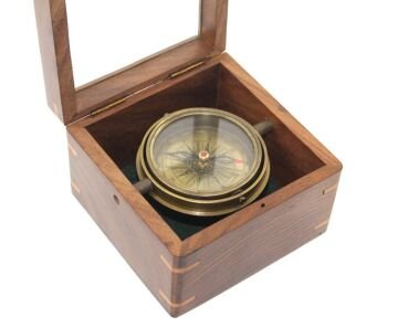 Ahşap Kutulu Pirinç Pusula