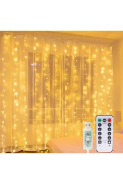 8 Fonksiyonlu Peri Perde Led Uzaktan Kumandalı Günışığı Perde Peri Led (3 mt x 3 mt)