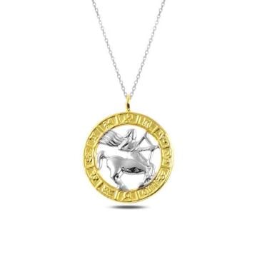 ​925 Ayar Gümüş Gold Yay Burcu Gümüş Kolye