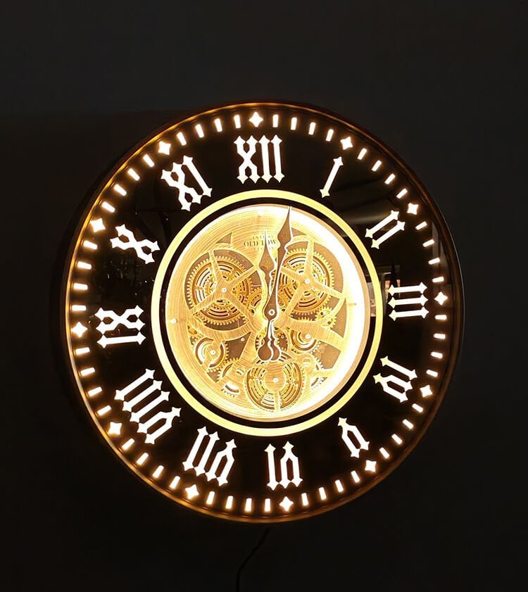 Özel Tasarım Metal Çarklı Ledli Duvar Saati