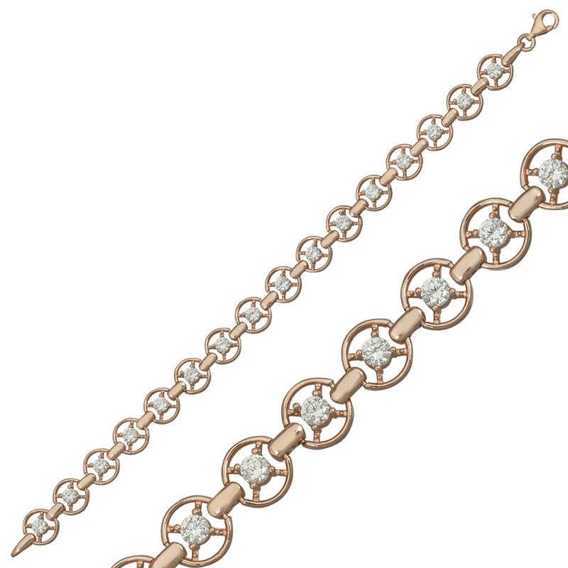 925 Ayar Gümüş Rose Yuvarlak Su Yolu Bileklik