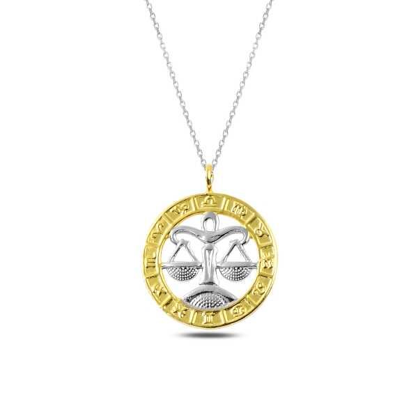 ​925 Ayar Gümüş Gold Terazi Burcu Gümüş Kolye