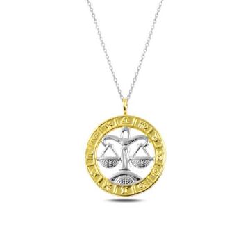 ​925 Ayar Gümüş Gold Terazi Burcu Gümüş Kolye