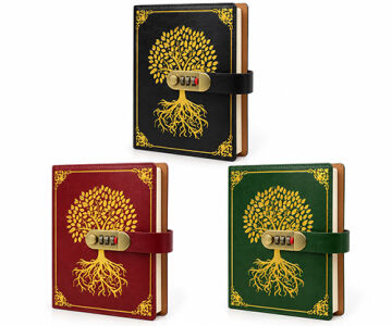 Şifreli Hayat Ağacı Desenli Deri Defter