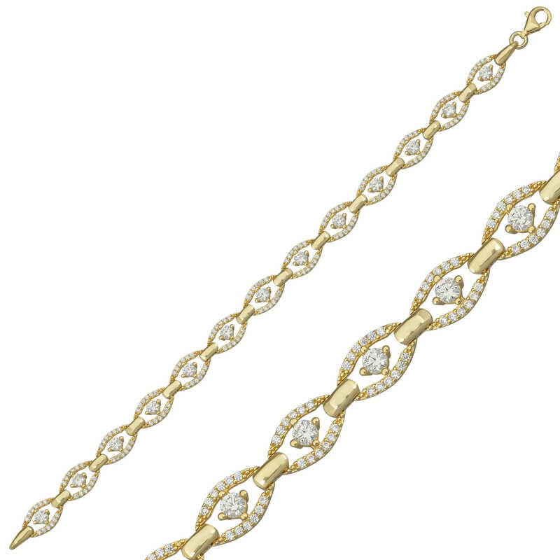925 Ayar Gümüş Gold Oval Su Yolu Bileklik