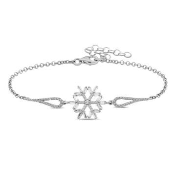 925 Ayar ​Gümüş Baget Taşlı Kar Tanesi Bileklik