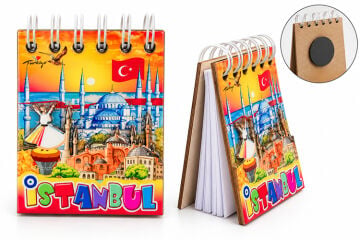 İstanbul Temalı Ahşap Magnetli Not Defteri