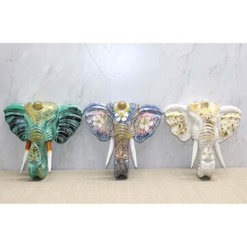 Duvara Asmalı Renkli Fil Kafası