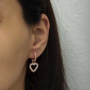 Gümüş Halka Kalp Küpe