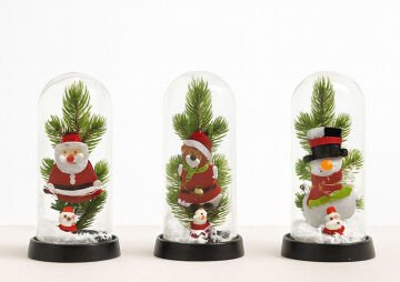 Yılbaşı Temalı Işıklı  Dekoratif Cam Fanus