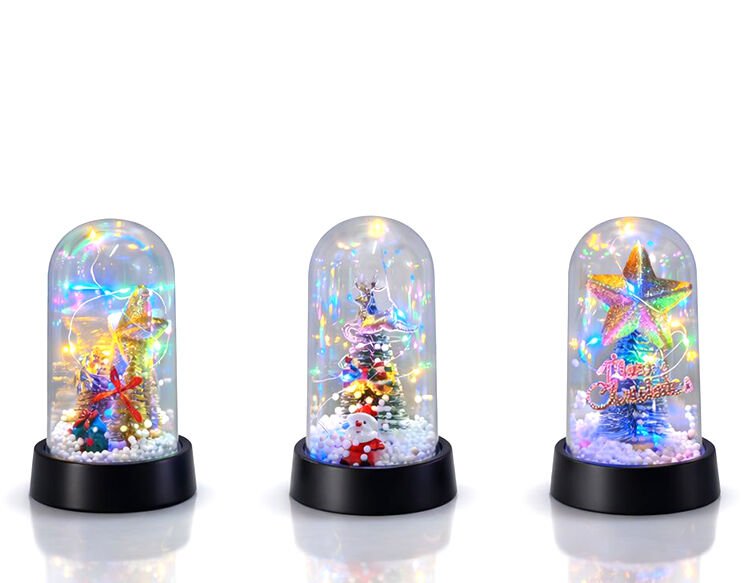 Yılbaşı Temalı Işıklı  Dekoratif Cam Fanus