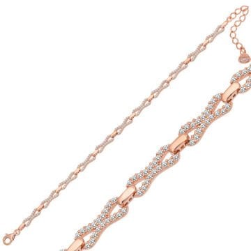 925 Ayar Gümüş Rose Zirkon Taşlı Kadın Bileklik