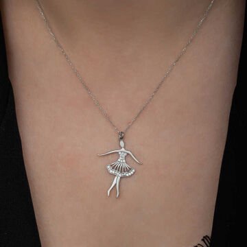 Gümüş Balerin Kadın Kolye