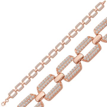 925 Ayar Gümüş Rose Zirkon Taşlı Kadın Bileklik