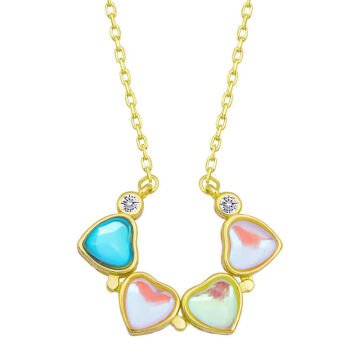 925 Ayar Gümüş Renkli Açılabilen Yonca Kadın Gümüş Kolye