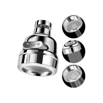 Krom 3 Fonksiyonlu Mutfak Lavabo Başlığı 360 Derece Döner Musluk Ucu