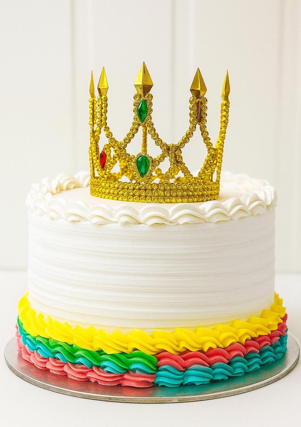 Altın Işıltılı İnce Pasta Tacı Pasta Üstü Taç Plastik Malzeme 8x8 cm