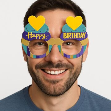 Doğum Günü Renkli Karton Happy Birthday Gözlüğü 6 Adet