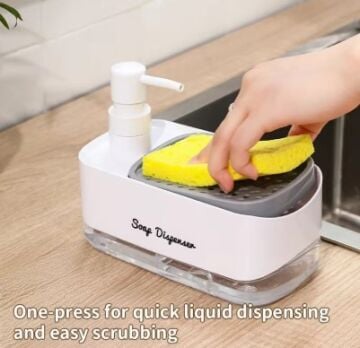 Çift Hazneli Sıvı Sabunluk, Süngerlik ve Otomatik Deterjanlık