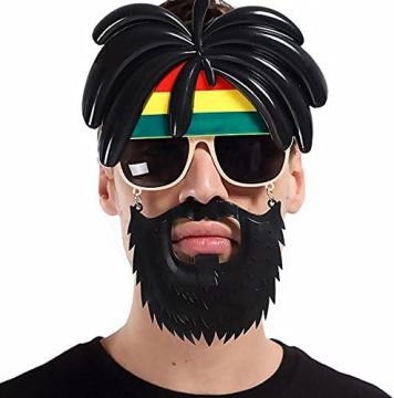Rasta Peruklu Rasta Sakallı Bıyıklı Parti Gözlüğü 27x18 cm