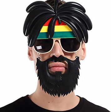 Rasta Peruklu Rasta Sakallı Bıyıklı Parti Gözlüğü 27x18 cm