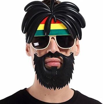 Rasta Peruklu Rasta Sakallı Bıyıklı Parti Gözlüğü 27x18 cm