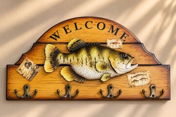 Balık Figürlü Ahşap Welcome Duvar Askısı Ve Anahtarlık