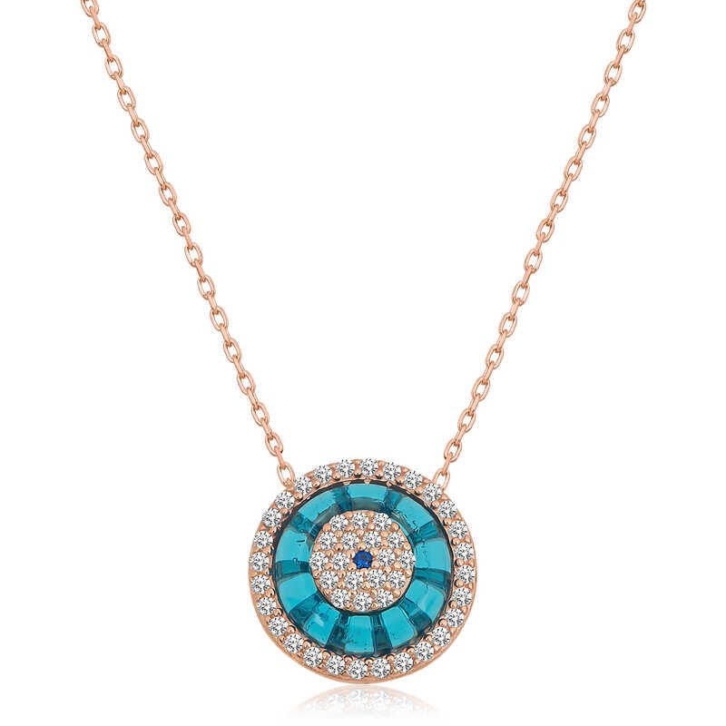 925 Ayar Gümüş Rose Camgöz Nazar Kadın Gümüş Kolye