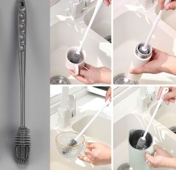 Uzun Saplı Silikon Biberon ve Kavanoz Yıkama Fırçası