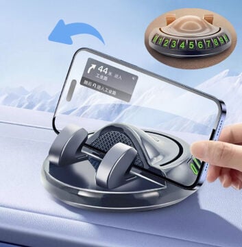 360° Dönebilen Yapışkanlı Numaratörlü Araç Telefon Tutucu
