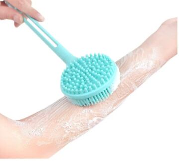 Çift Taraflı Silikon Uzun Saplı  Banyo Fırçası