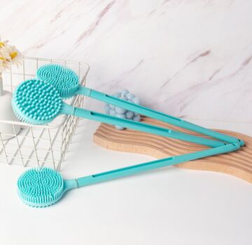 Çift Taraflı Silikon Uzun Saplı  Banyo Fırçası