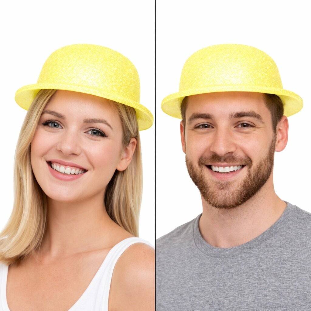 Sarı Simli Melon Şapka  Yetişkin Parti Şapkası