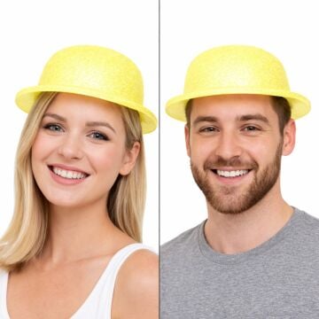 Sarı Simli Melon Şapka  Yetişkin Parti Şapkası