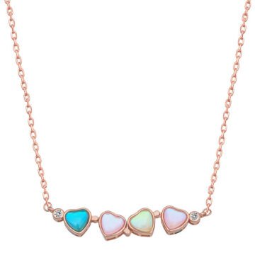 925 Ayar Gümüş Rose Renkli Açılabilen Yonca Kadın Gümüş Kolye