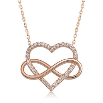 925 Ayar Gümüş Kalpli Sonsuzluk Kadın Gümüş Kolye