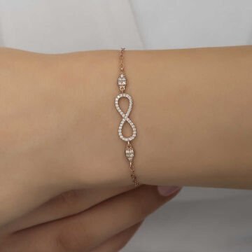 925 Ayar Gümüş Rose Sonsuzluk Kadın Bileklik