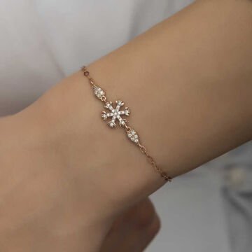 925 Ayar Gümüş Rose Kar Tanesi Kadın Bileklik