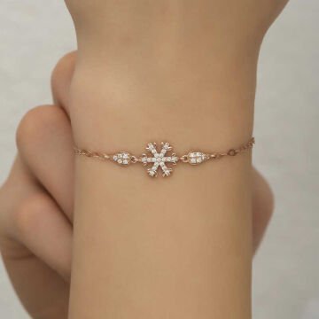 925 Ayar Gümüş Rose Kar Tanesi Kadın Bileklik