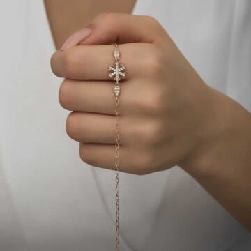 925 Ayar Gümüş Rose Kar Tanesi Kadın Bileklik