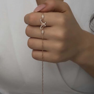 ​925 Ayar Gümüş Rose Kelebek Kadın Bileklik