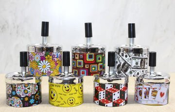 Metal Renkli Basmalı Küllük Yuvarlak