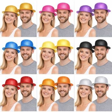 Simli Melon Şapka 9’lu Set 9 Renk Parti ve Kostüm Şapkası