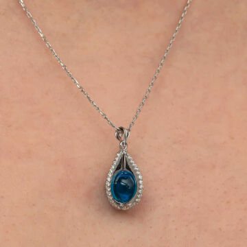 Gümüş Mavi Zirkon Taşlı Küre Kadın Kolye