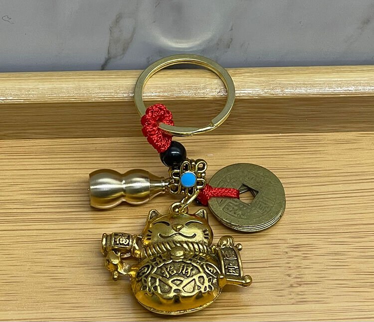 Metal Şans Ve Bereket Kedisi Anahtarlık